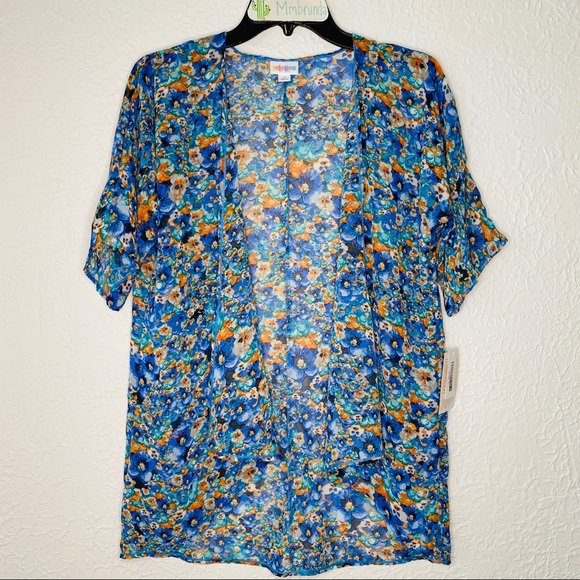 LulaRoe NWT Blue Floral Kids Kimono - Picture 4 of 8